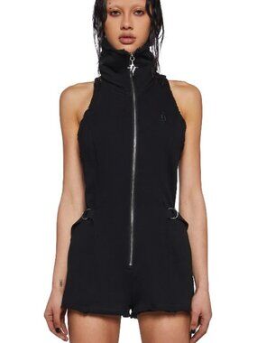 Darker Wave Crossfade Sleeveless Romper Goth Punk Black S